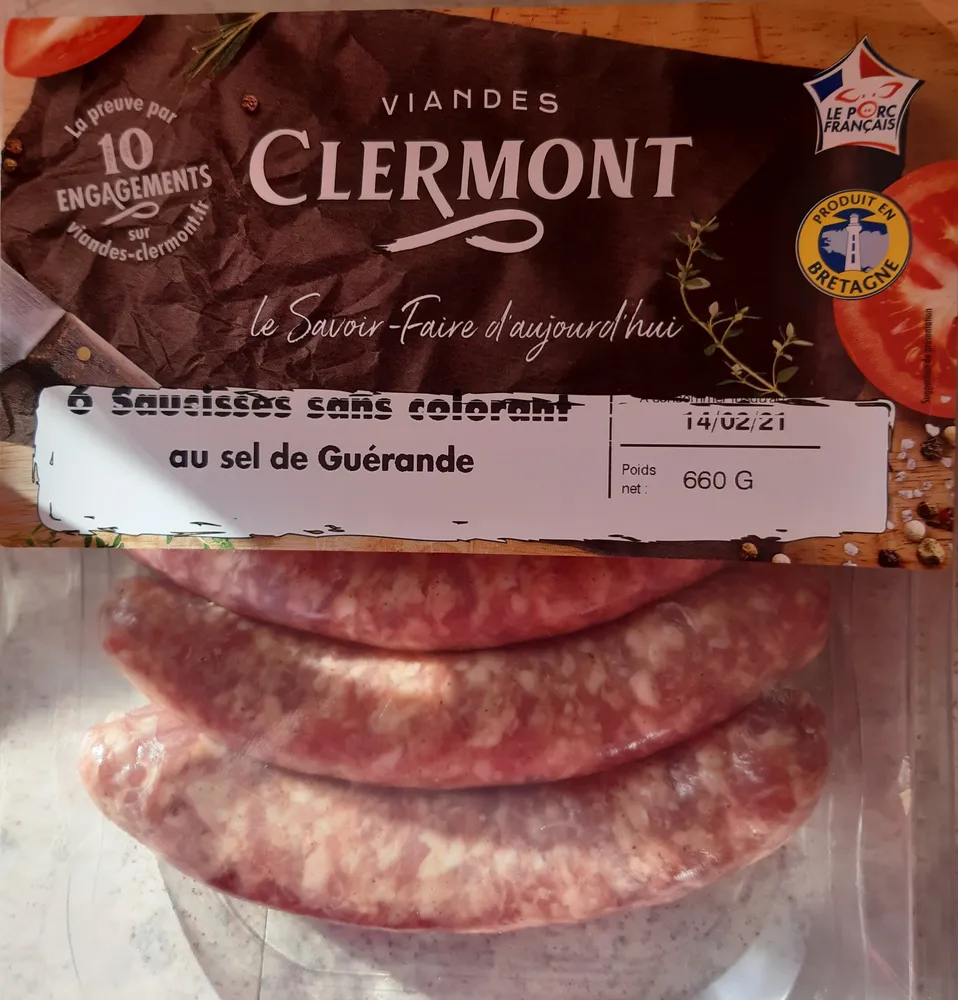 6 saucisses sans colorant