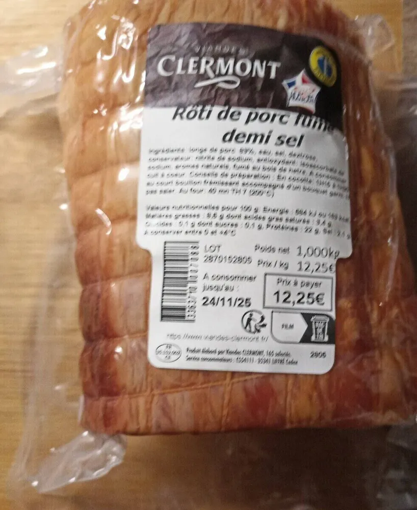 Rôti de porc fumé demi-sel