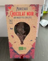 Morceau de chocolat noir aux noisettes grillées