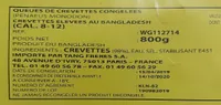 Queue de crevettes congelées