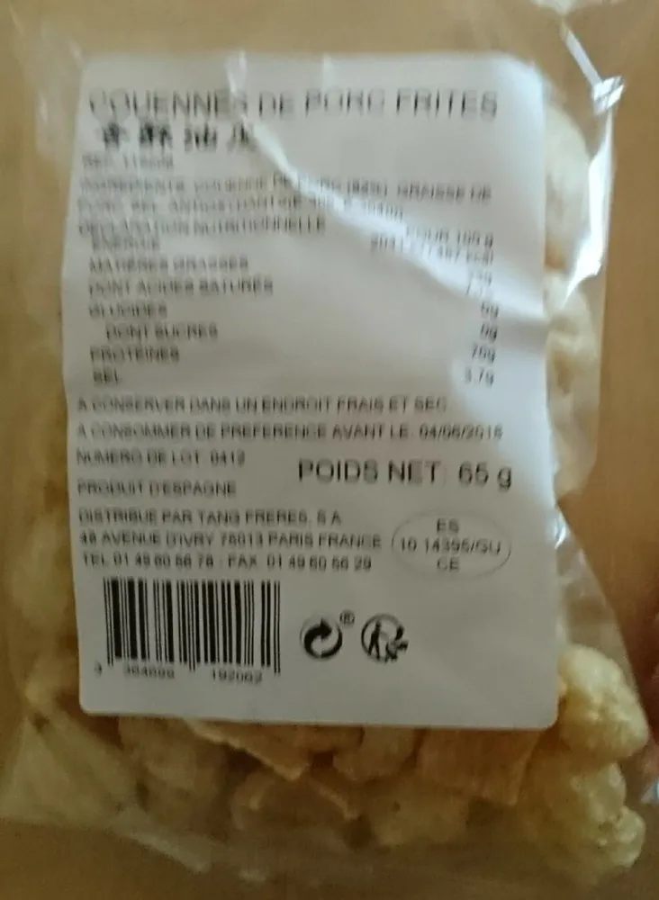 Couennes de porc frites