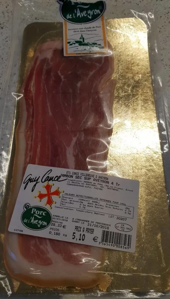 Jambon sec sup Aveyron