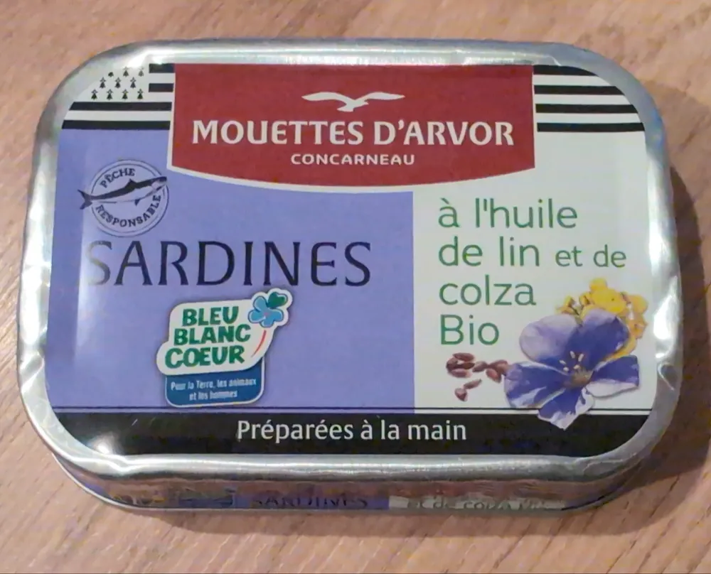 Sardines à l'huile de lin et de colza Bio