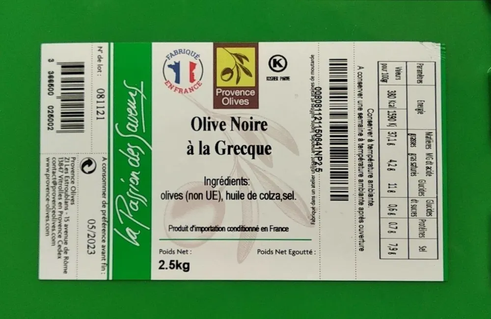 Olive noire à la Grecque