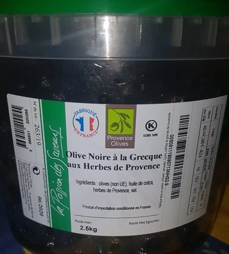 Olive noire à la grecque aux herbes de Provence