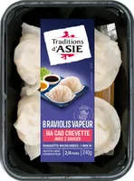 8 raviolis vapeur, Ha Cao crevette avec sauce aigre-douce et sauce soja
