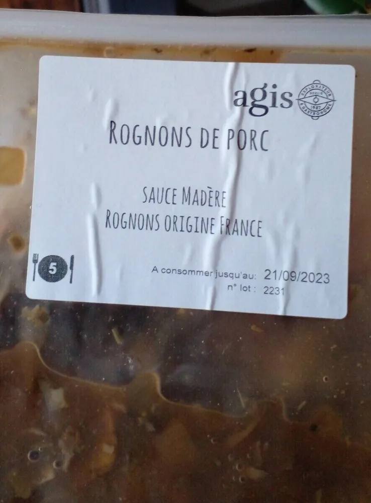 Rognon de porc sauce madere