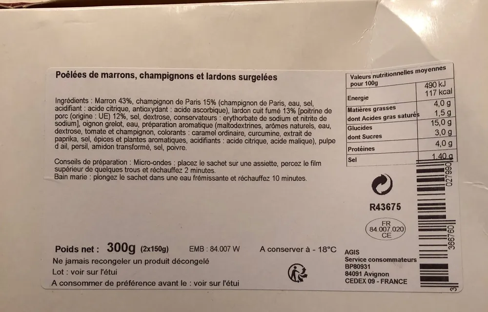 Poélées de marrons, champignon et lardons