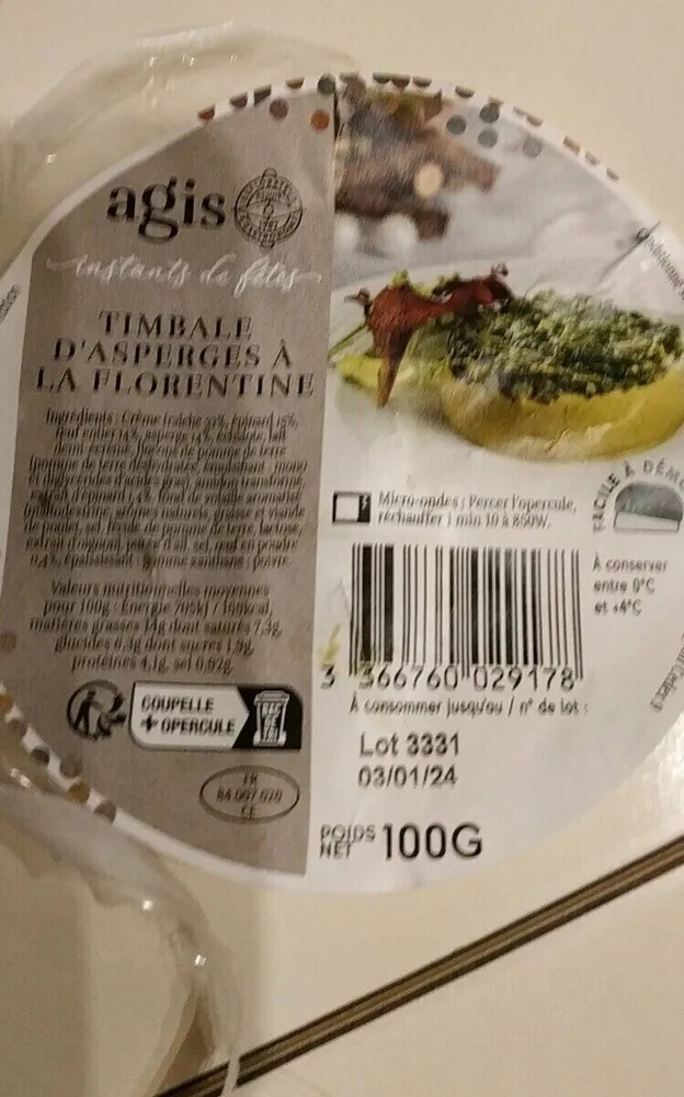 Timbale asperges à la florentine
