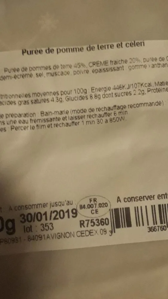 Purée de pommes de terre et céleri