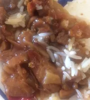 Riz basmati, porc, legumes au caramel