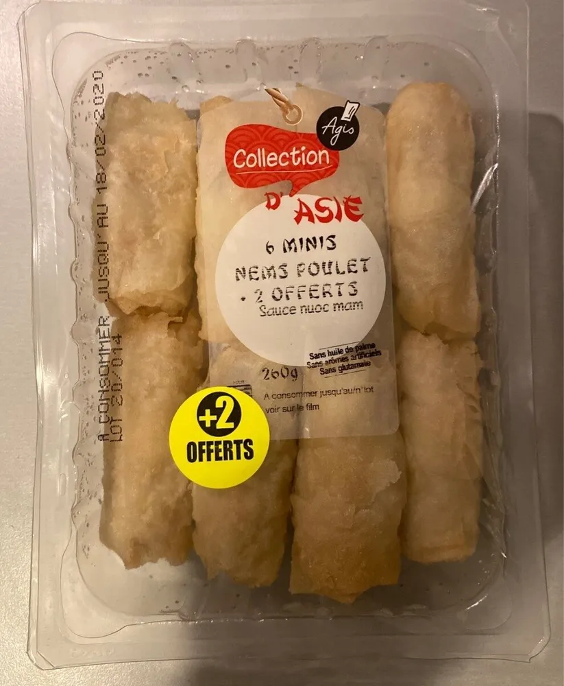 6 minis nems poulet sauce nuoc mam
