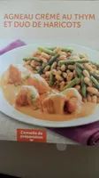 Agneau crème au thym et duo de haricots