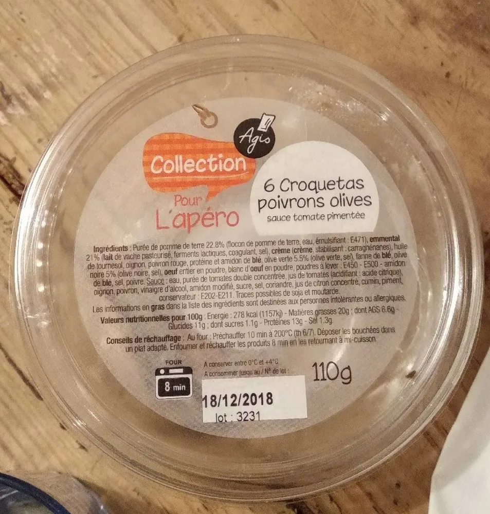 6 croquetas poivrons olives
