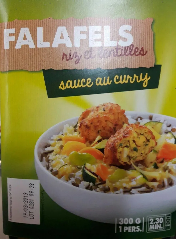 Falafels riz et  lentilles sauce curry