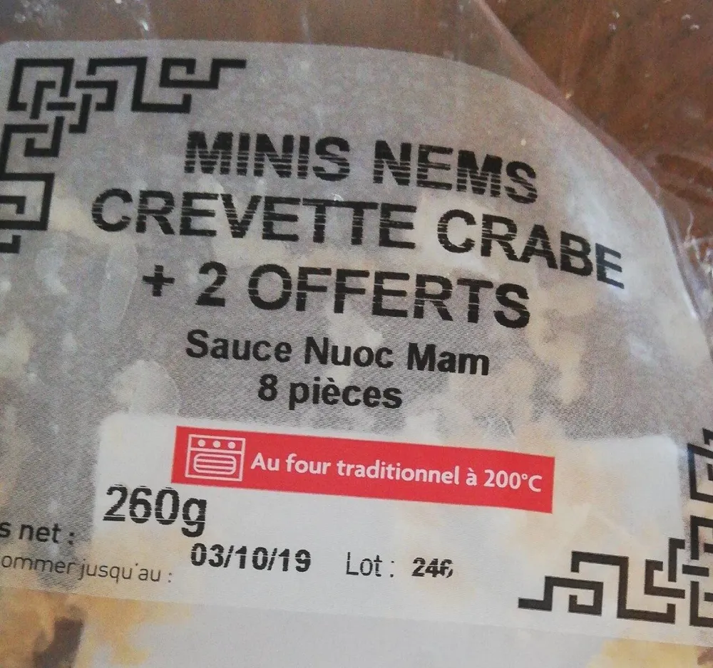 Minis nems crevette crabe