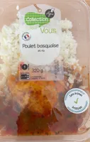 Riz cuit et haut de cuisse de poulet basquaise