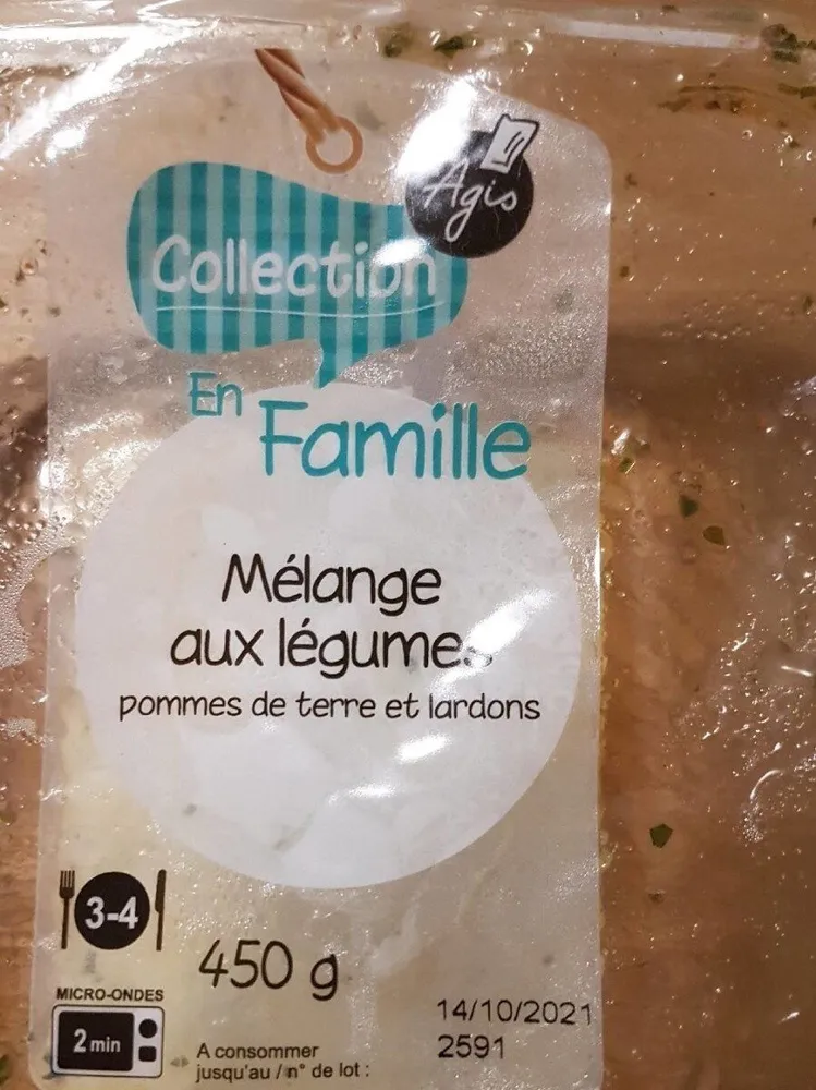 Mélange aux légumes pommes de terre et lardons