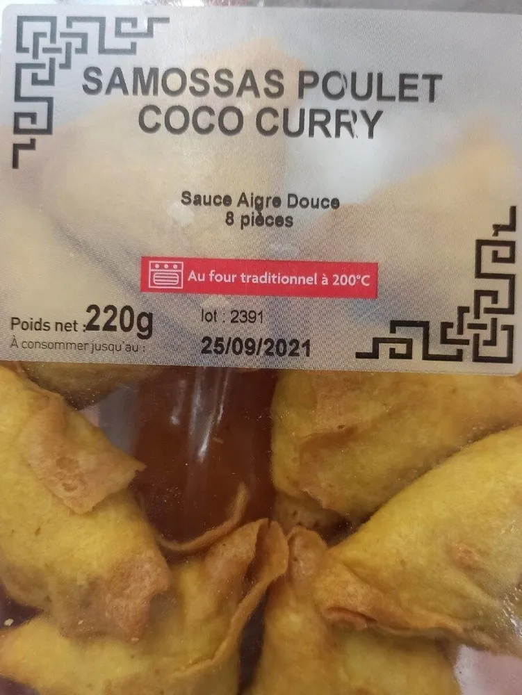 Samoussas poulet coco curry