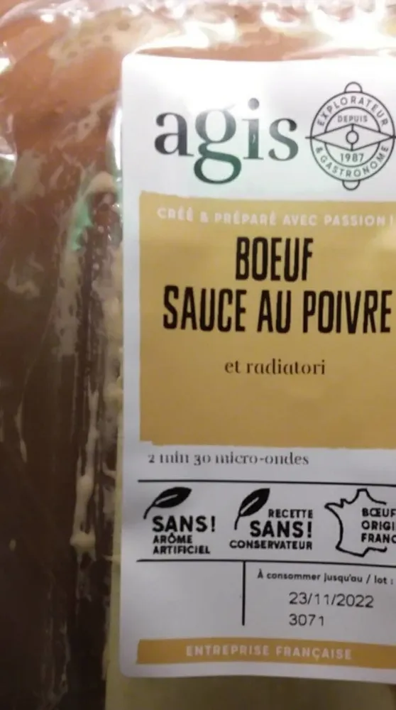 Boeuf sauce au poivre et radiatori