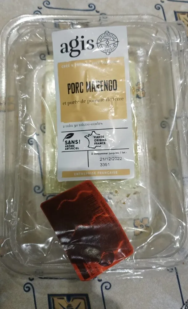 Porc Marengo et purée de pommes de terre