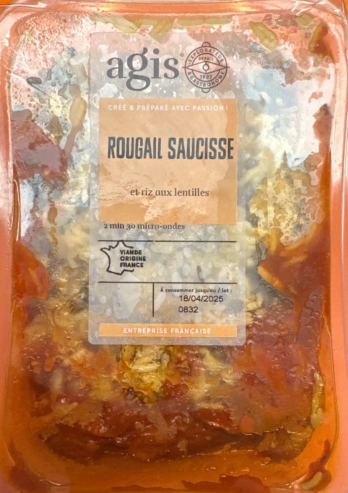 Rougail saucisse et riz aux lentilles