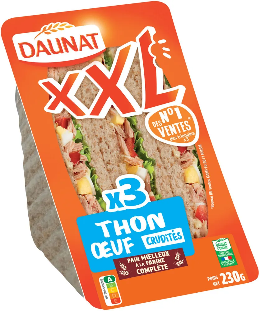 Sandwich thon oeuf crudites XXL