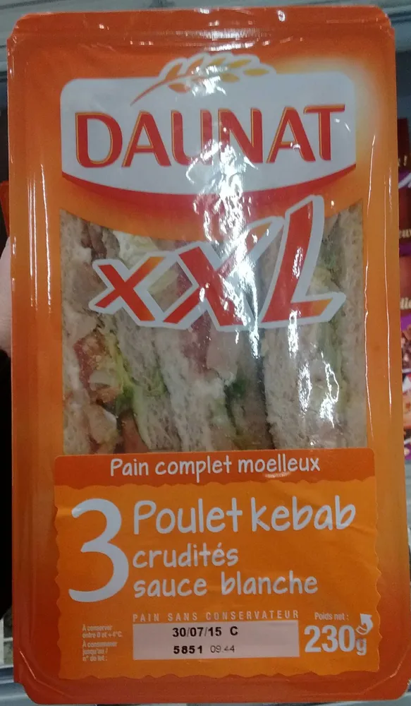 XXL Poulet Kebab Crudités sauce Blanche