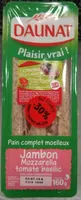 Pain complet moelleux Jambon mozzarella tomate basilic