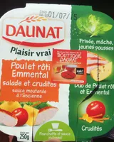 Poulet rôti Emmental salade et crudités sauce moutarde à l'ancienne