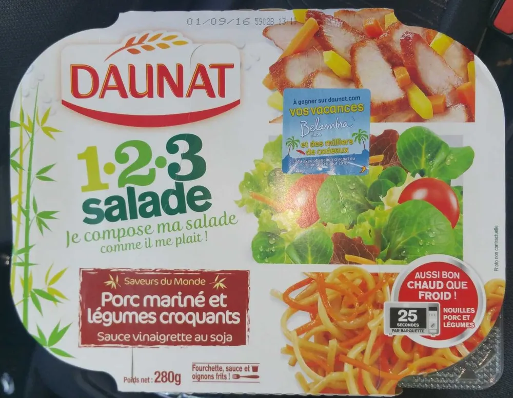 porc mariné et légumes croquants