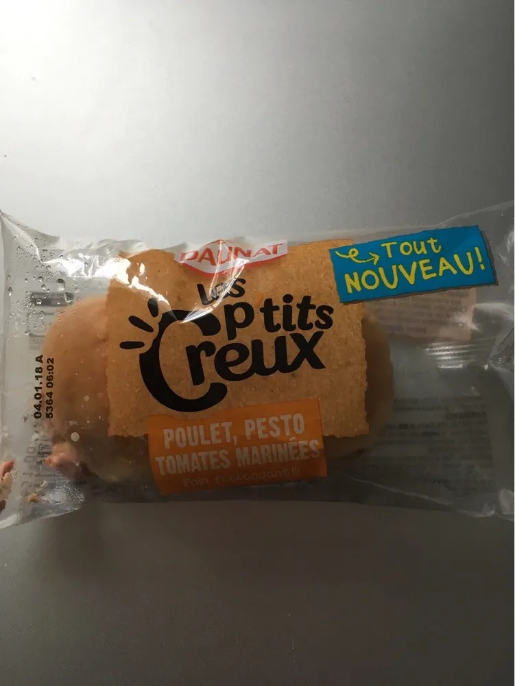 Les p’tits Creux (poulet, pesto, tomates marinées)
