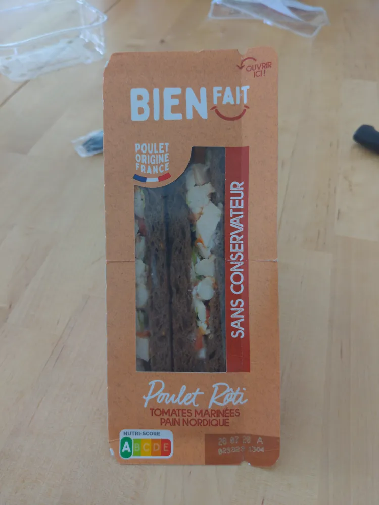 Sandwich au poulet rôti