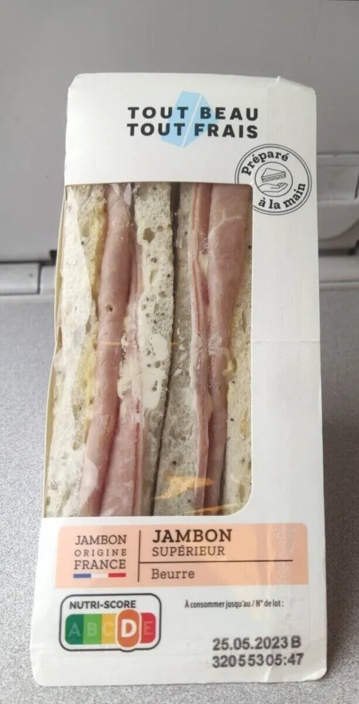 Sandwich jambon supérieur- beurre