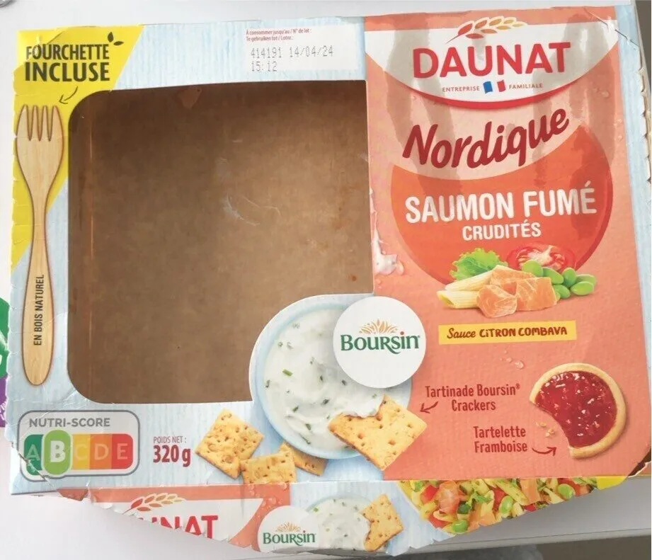 Salade Nordique, spécialité laitière, crackers et tartelette