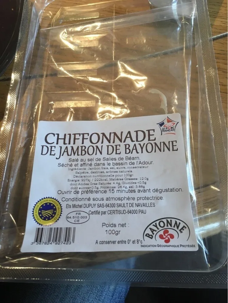 Chiffonade de jambon de Bayonne