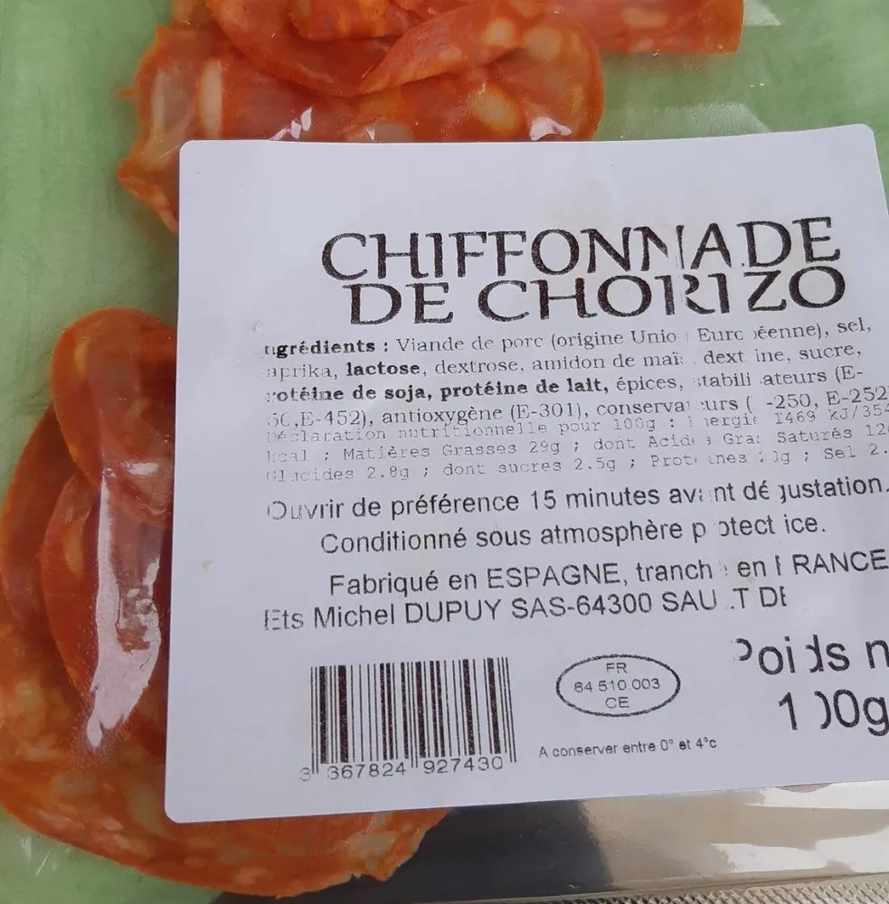 Chiffonnade de chorizo