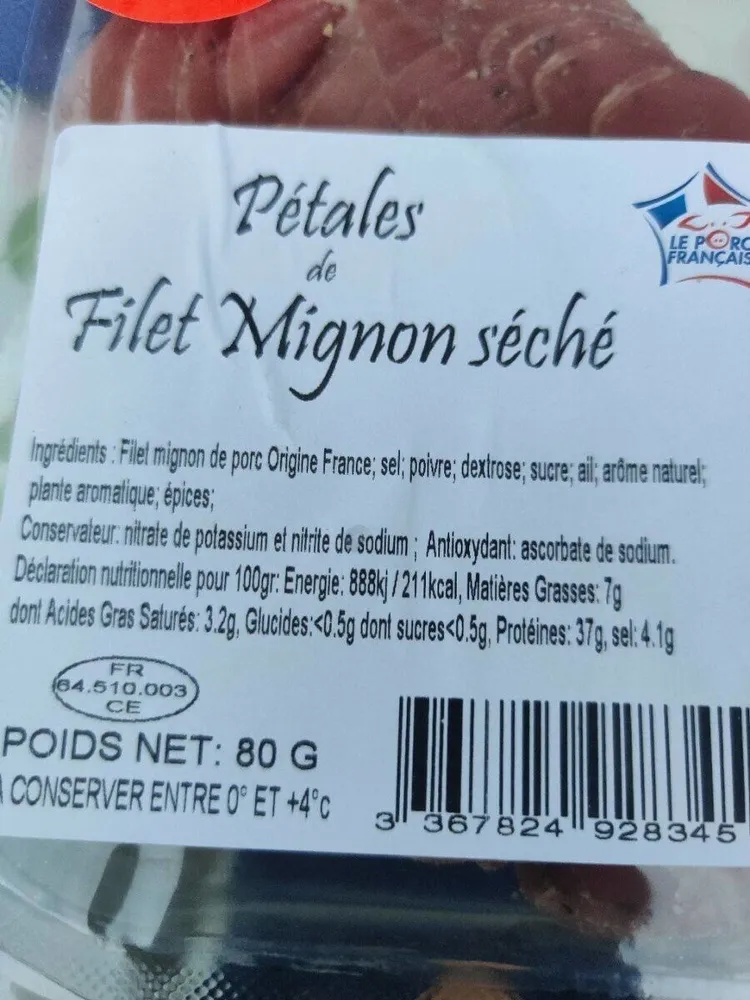 Pétales de filet mignon séché