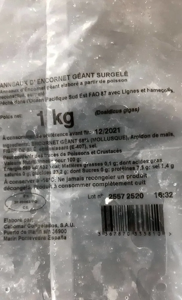 Anneaux D'Encornet géant surgelé