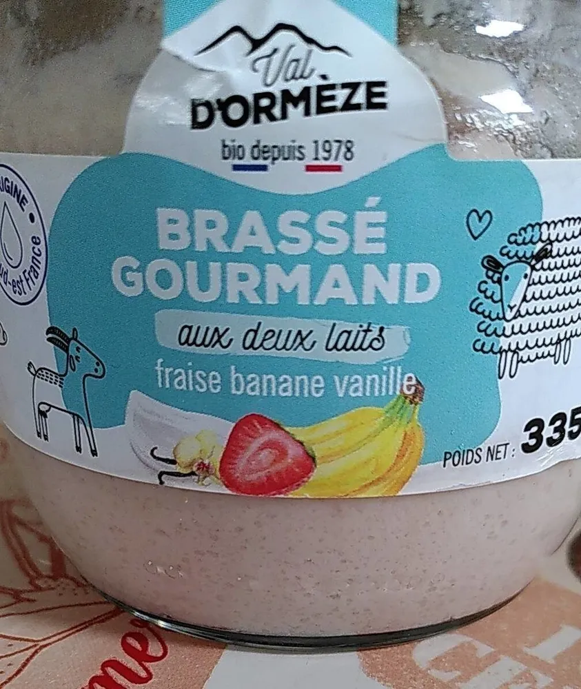 Brassé Gourmand aux deux laits fraise banane vanille