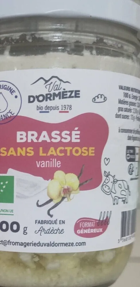 Brassé sans lactose vanille
