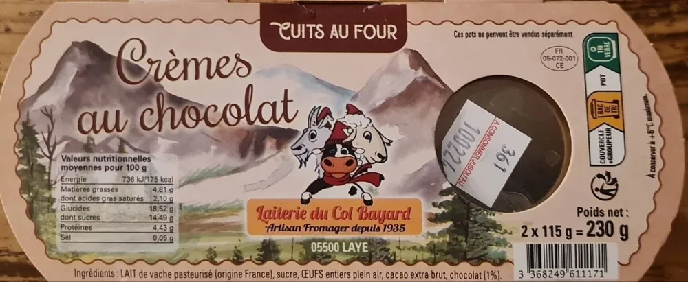 Crèmes au chocolat aux oeufs cuites au four