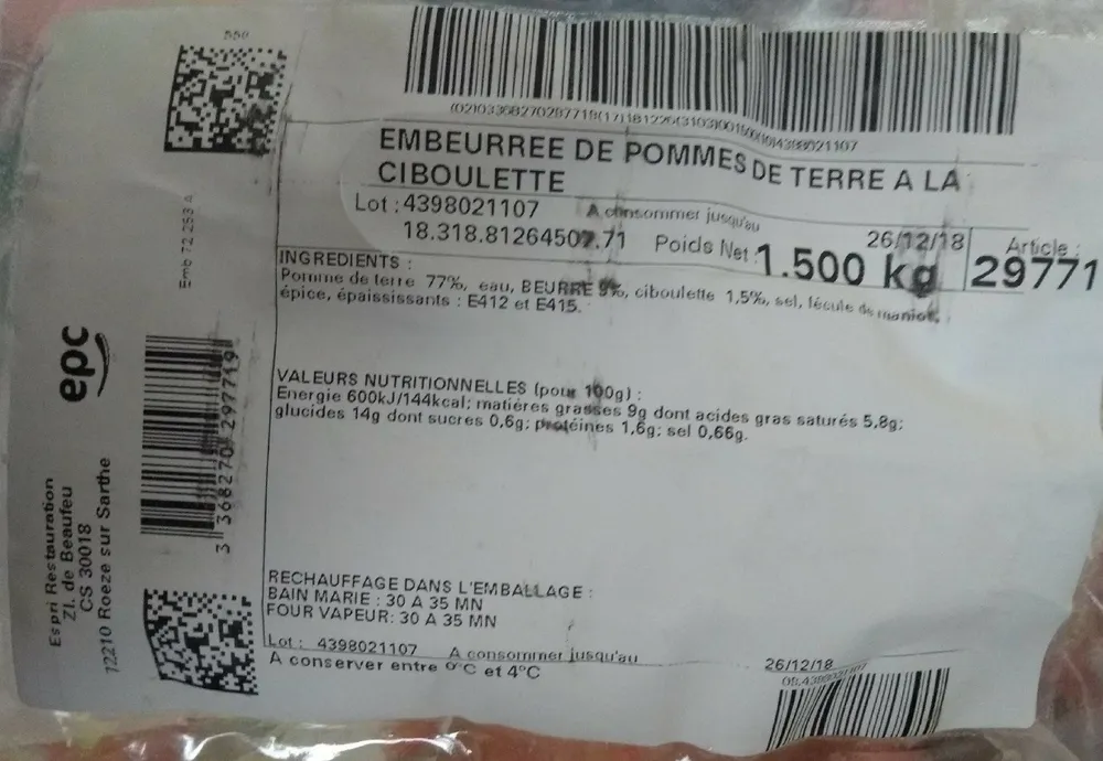 Embeurrée de pommes de terre à la ciboulette