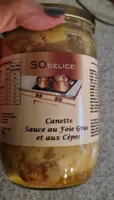 Canette sauce foie gras et cepes