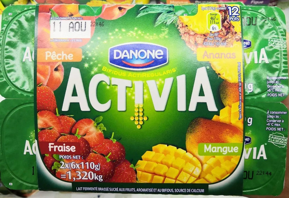 Activia Fruits : Fraise - Mangue - Pêche - Ananas