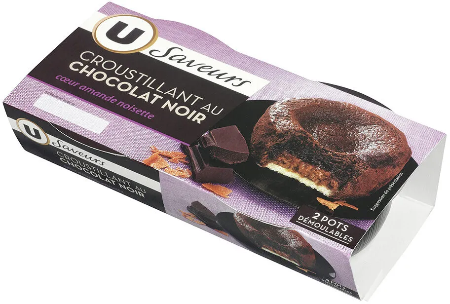Croustillant au chocolat noir et coeur amandes noisettes, 2x80g