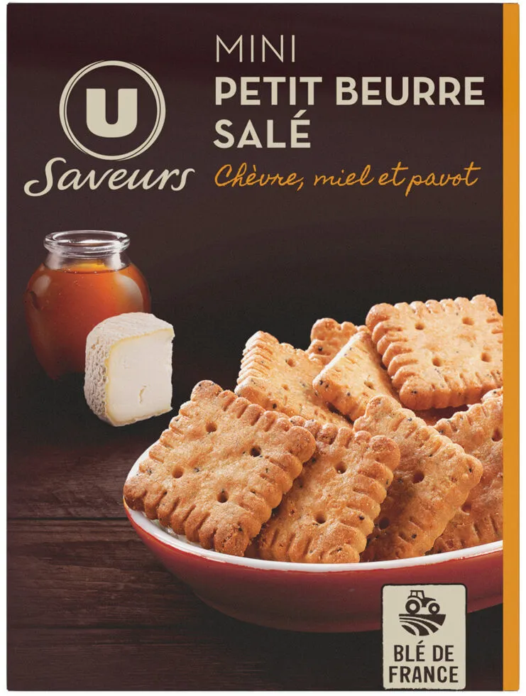 Biscuits apéritifs Mini petit beurre chèvre miel pavot 65g