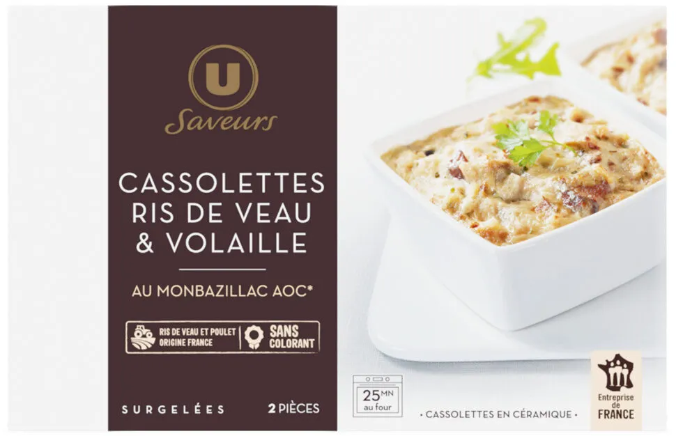 Cassolettes de ris de veau et volaille au Monbazillac AOC , 2x110g
