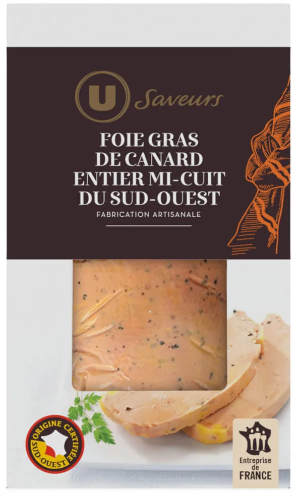 Foie gras de canard entier IGP Sud-Ouest mi-cuit IGP délicatement poivré - 200g