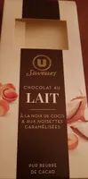 Tablette de chocolat au lait, noix de coco et noisettes caramélisées